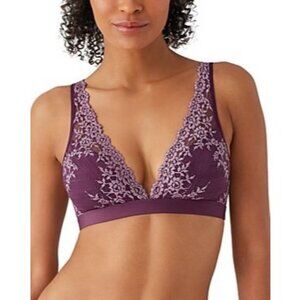 Wacoal Embrace Lace Wire Free Soft-Cup Bralette  Italian Plum/Valerian, 32 NWT